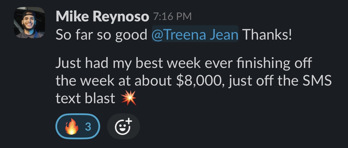 Slack message from Mike Reynoso