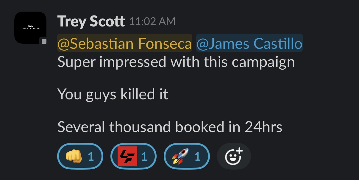Slack message from Trey Scott