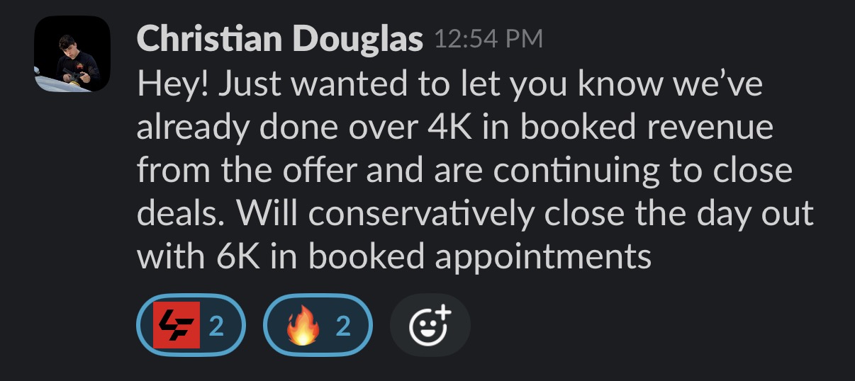 Slack message from Christian Douglas