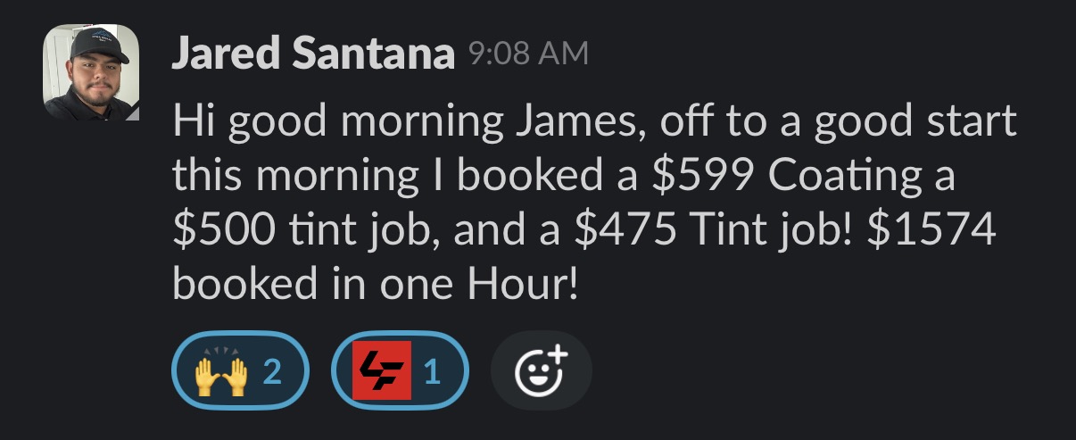Slack message from Jared Santana